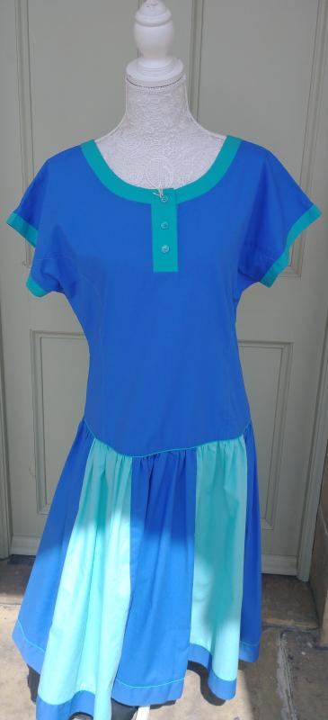 sachin and babi light blue dress Early 1980s drop-waist dress. Original belt. Vibrant main image 1